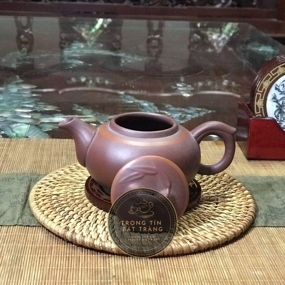 Ấm Trà Đạo Gốm Tử Sa Bát Tràng Nắp Trúc Dáng Thủy Bình Dung Tích 220ml  ABTTH 02