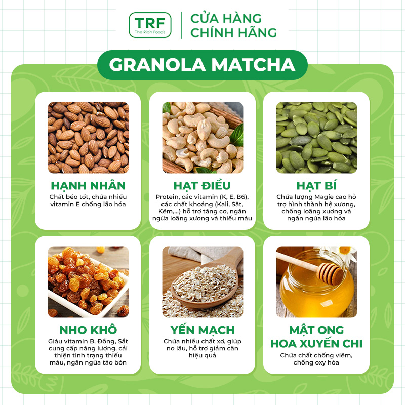 Combo 2 gói Ngũ cốc Granola Giảm Cân Healthy Ăn kiêng The Rich Foods 250g