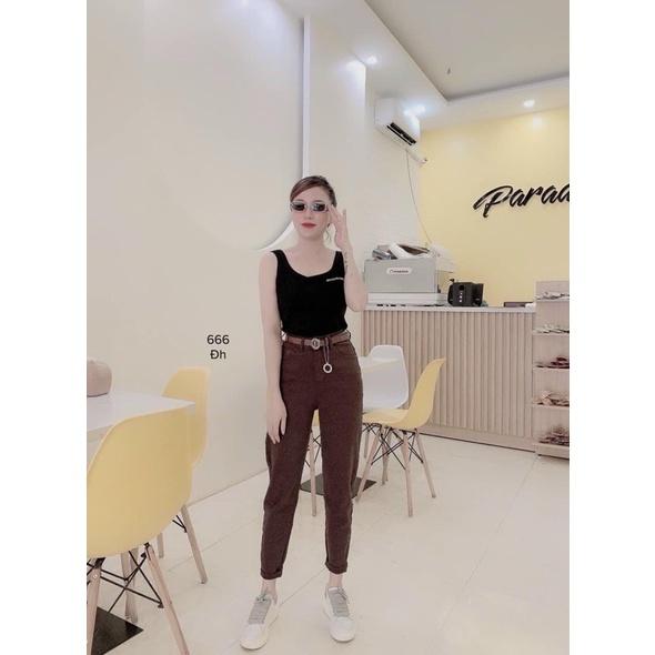 Quần jean baggy nâu tây sang chảnh cho nữ