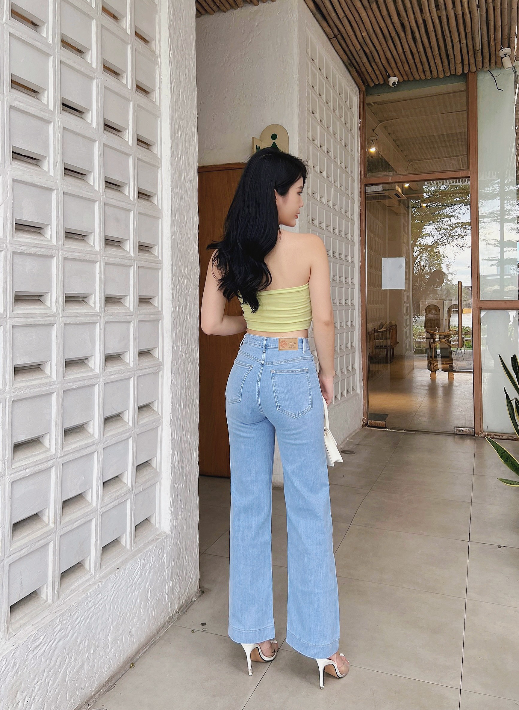 Quần jeans nữ suông đứng rộng lai to 3 phân mẫu thiết kế HQJeans HQ96