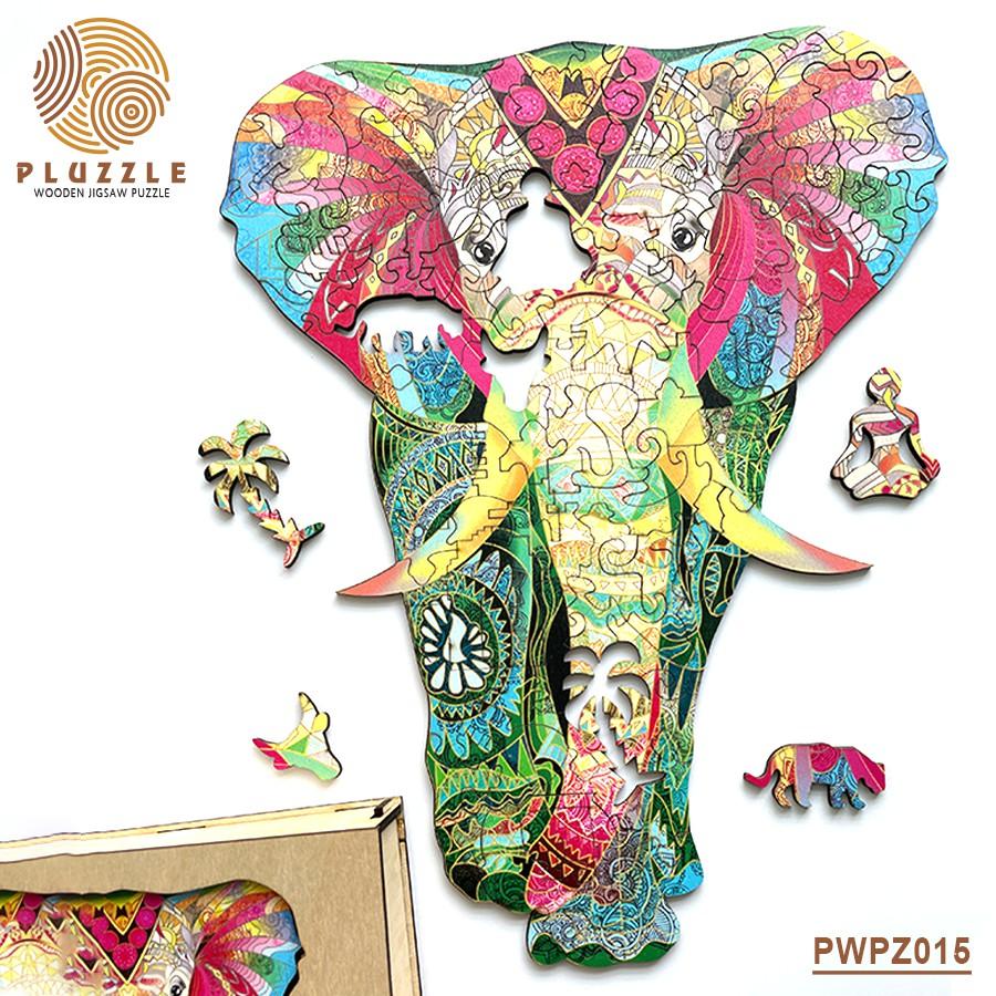 PLUZZLE Bộ xếp hình gỗ thông minh puzzle đồ chơi ghép hình - Con Voi – PZ015