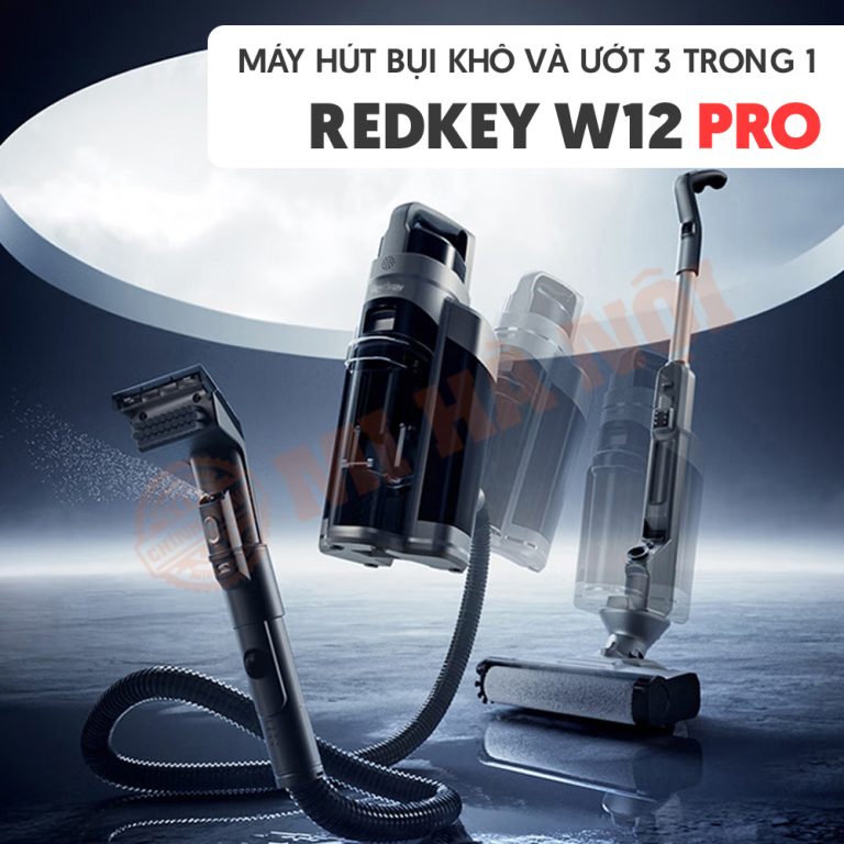 Máy hút bụi khô và ướt Redkey W12 Pro -Tự động giặt giẻ, sấy khô, hút sàn, sofa, rửa kính- bản quốc tế- Hàng chính hãng