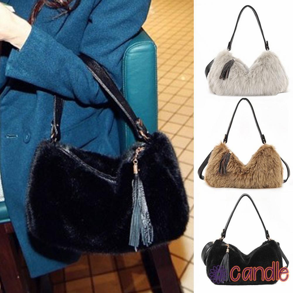 CONY Túi Xách Nữ Da Pu Phối Tua Rua Thời Trang