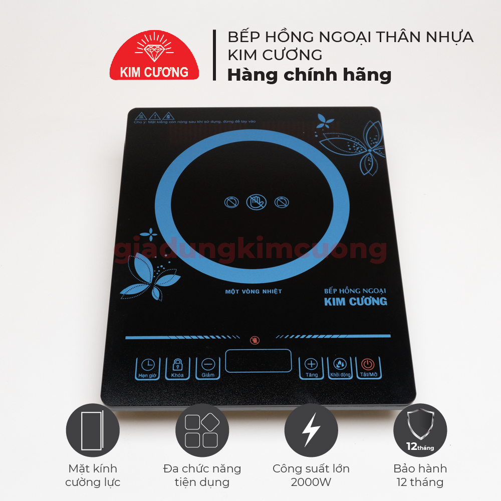 Bếp Hồng Ngoại Kim Cương Thân Nhựa - Hàng Chính Hãng