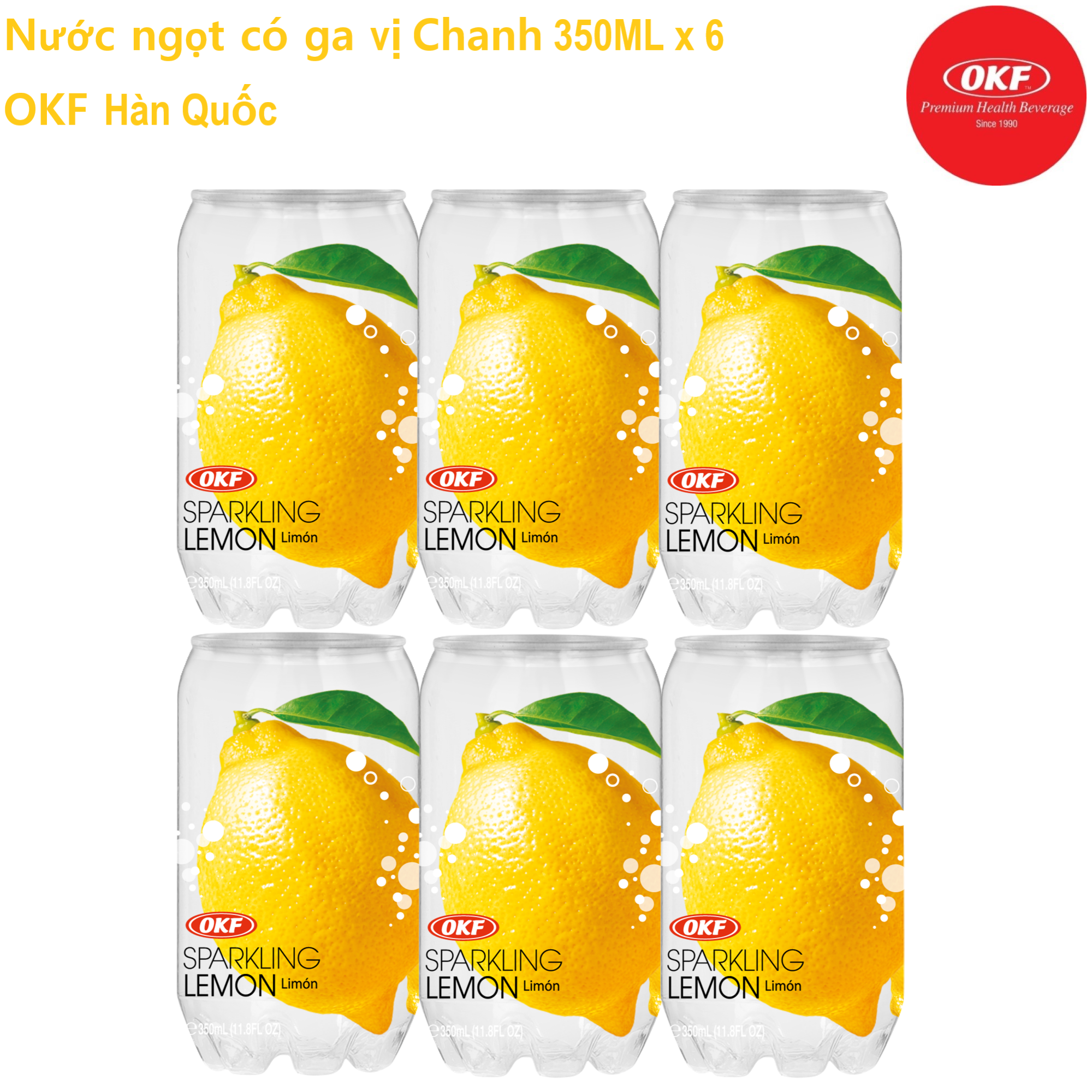 Nước ngọt có ga vị Chanh (NƯỚC CHANH CÓ GA) 350M X 6 CHAI  OKF Hàn Quốc