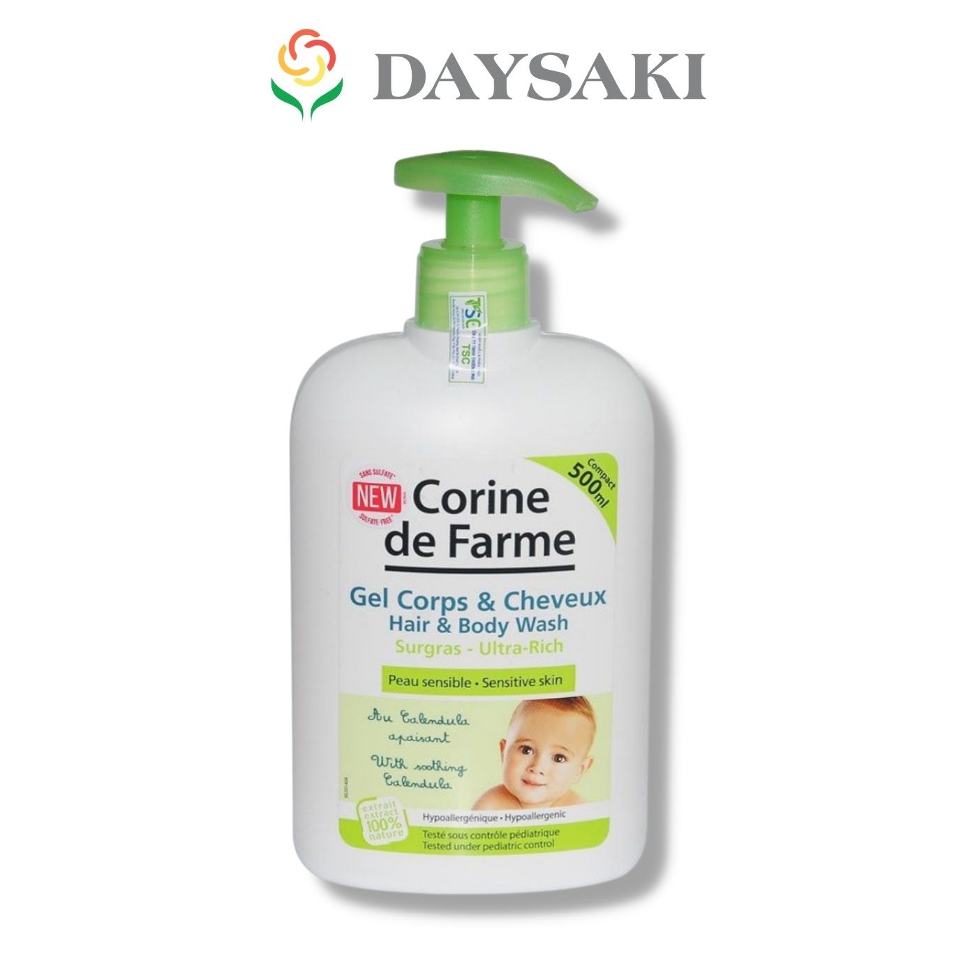 Corine De Farme Gel Tắm Gội Cho Bé Hair &amp;amp; Body Wash 500ml