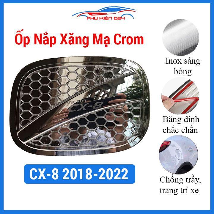 Ốp nắp xăng Mazda CX8 CX-8 2018-2019-2020-2021-2022 mạ crom bảo vệ chống trầy trang trí ô tô