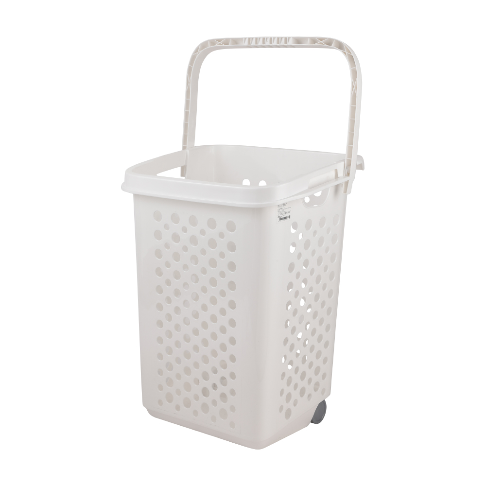 Giỏ Đựng Đồ Đa Năng Có Bánh Xe Màu Trắng 50X37X64 Cm | Index Living Mall | Nội Thất Thái Lan