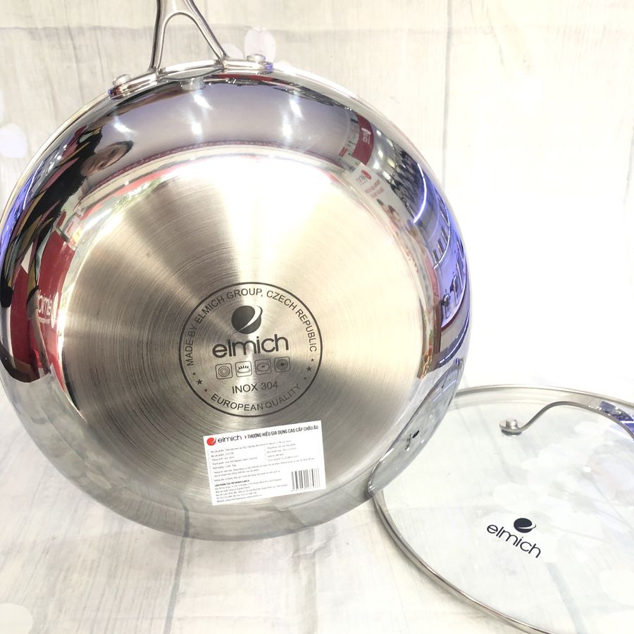 Chảo Xào Sâu Lòng 3 Lớp inox 304 Liền Đáy ELMICH TRI-MAX - Hàng Chính Hãng