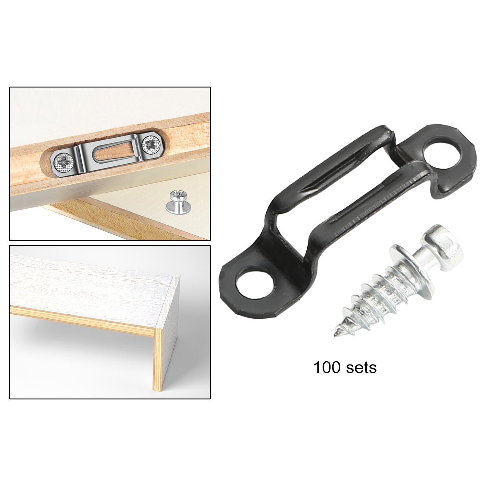 100x Invisible Connector Screw Fasteners Steel 2 in 1 Cabinet Hinge Assembly