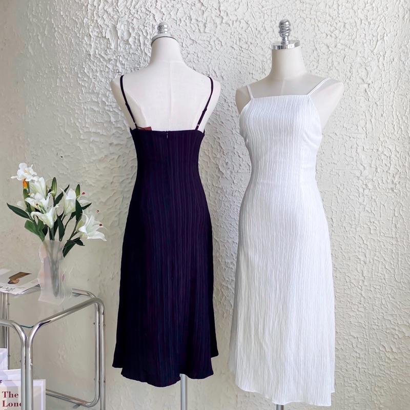 Đầm cổ yếm dự tiệc sang trọng ôm body dài maxi thiết kế cao cấp REVERCLOTHINGS đen trắng Kita Dress