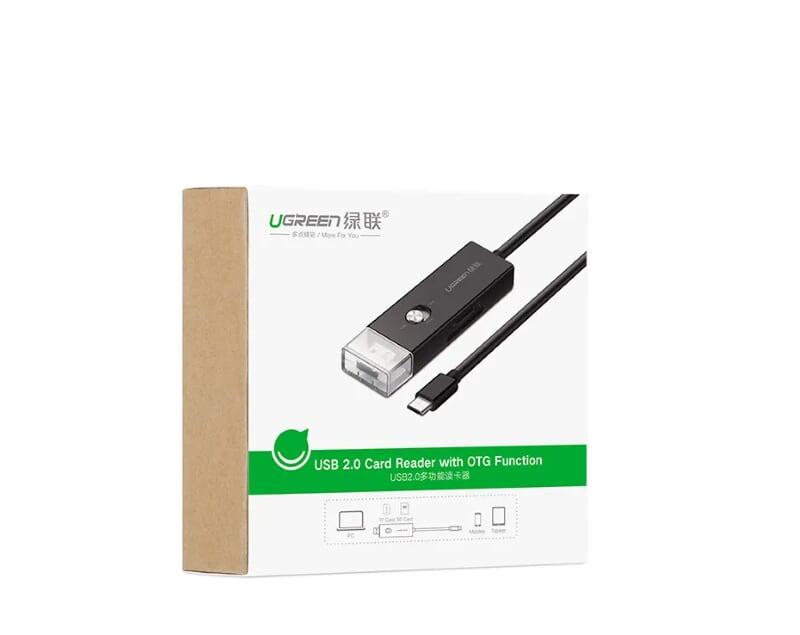 Ugreen UG30520US191TK 25CM màu Đen Cáp chuyển đổi TYPE C sang USB 2.0 + SD TF vỏ nhựa ABS - HÀNG CHÍNH HÃNG