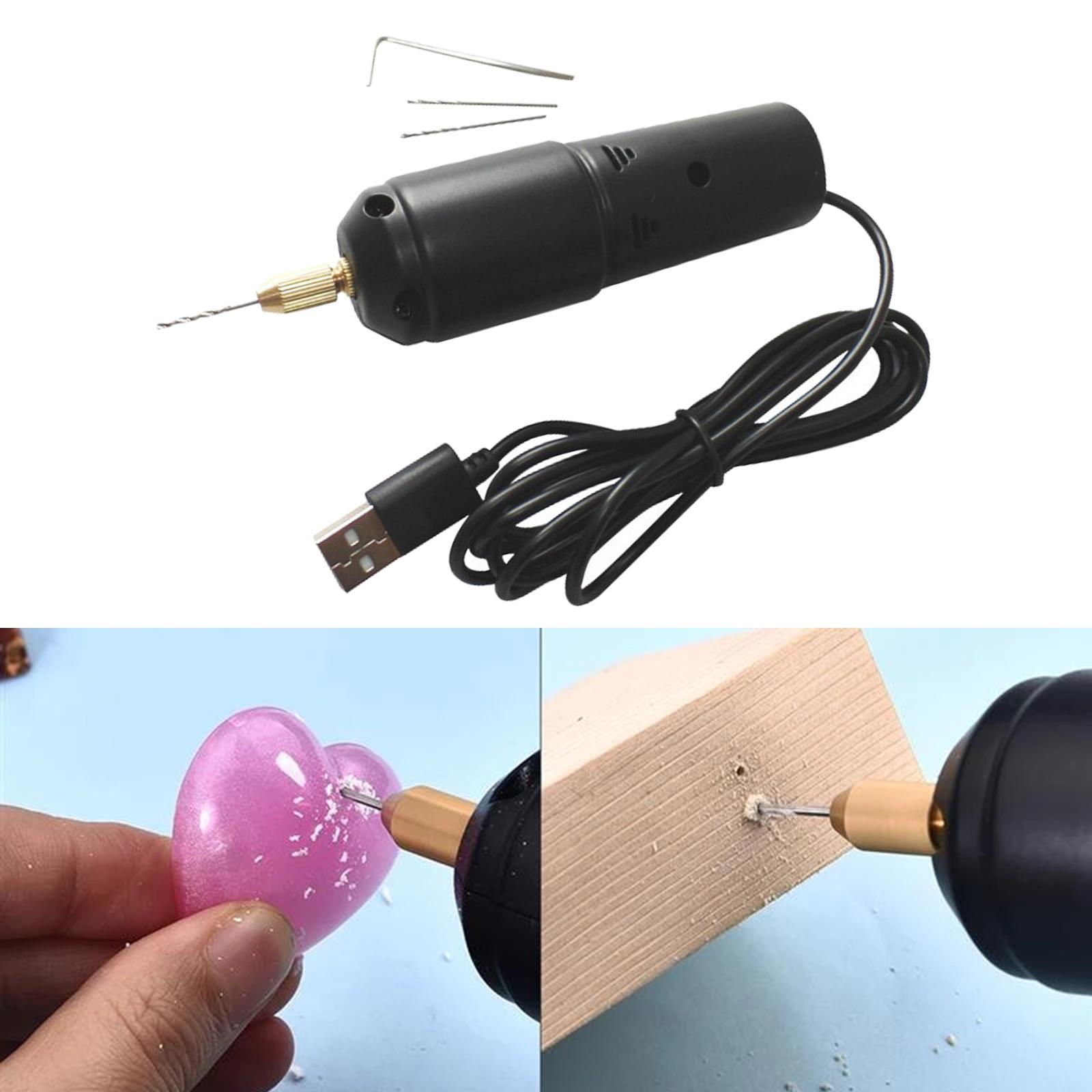 Mini Electric Hand Drill with 5Pcs Drill Bits Handheld Small Micro USB Drill for Jewelry