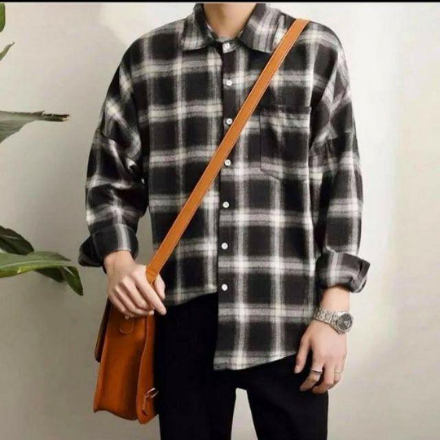 Áo sơ mi nam nữ FLANEL dài tay kẻ caro Style Hàn Quốc TT31