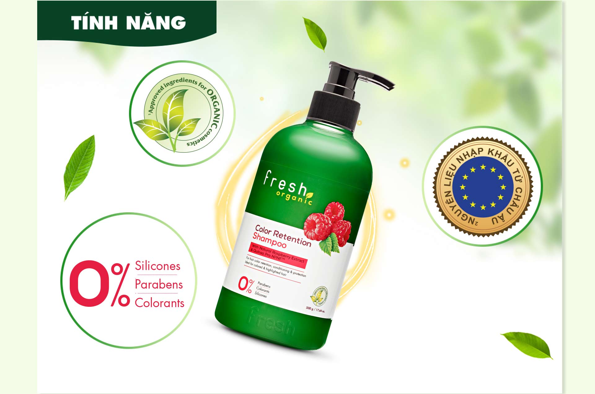 Bộ Đôi Gội 250g - Xả 65g Dành Cho Tóc Nhuộm Fresh Organic Rasberry chính hãng