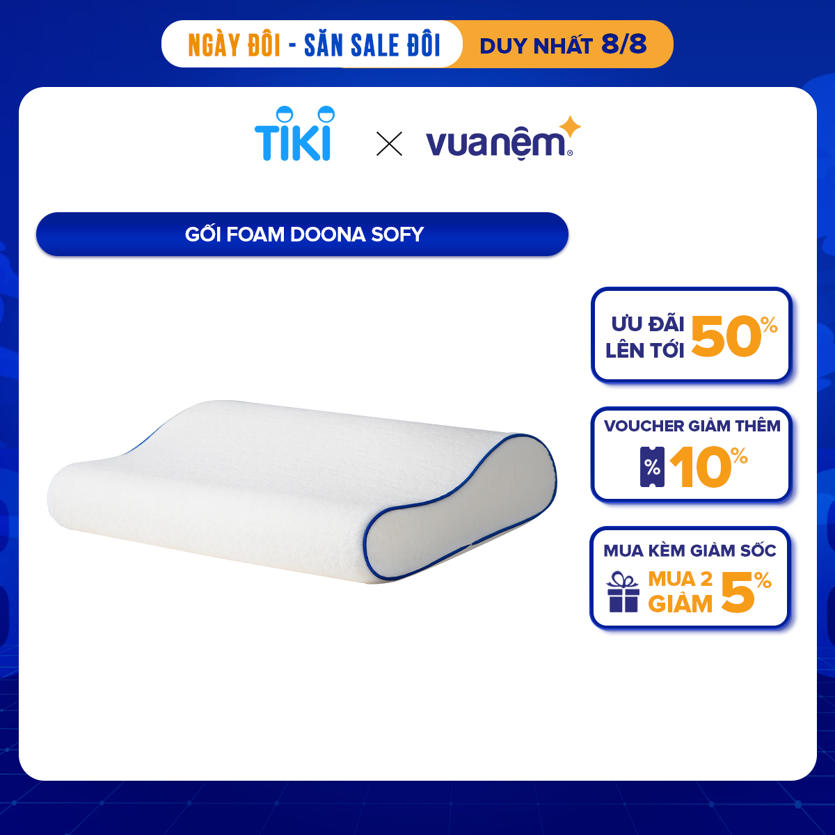 Gối Foam Contour Doona Sofy Cấu Trúc Lượn Sóng Nâng Đỡ Định Hình Xương Cổ Và Đầu Hoàn Hảo