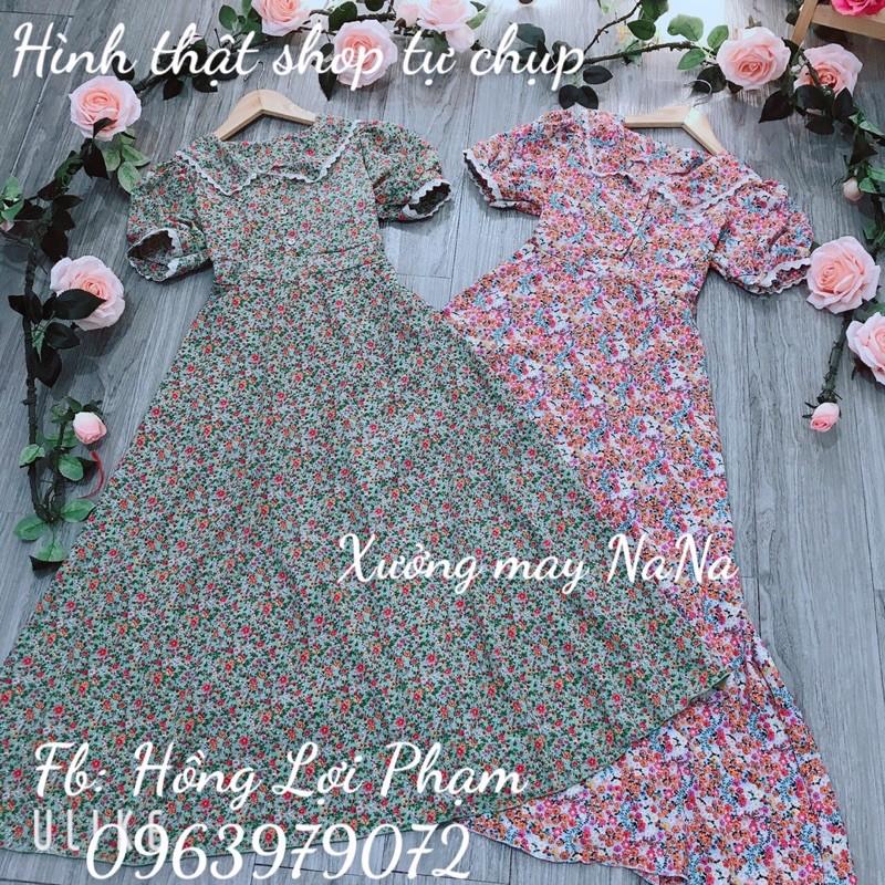 Đầm maxi hoa thiết kế viền ren có túi siêu xinh