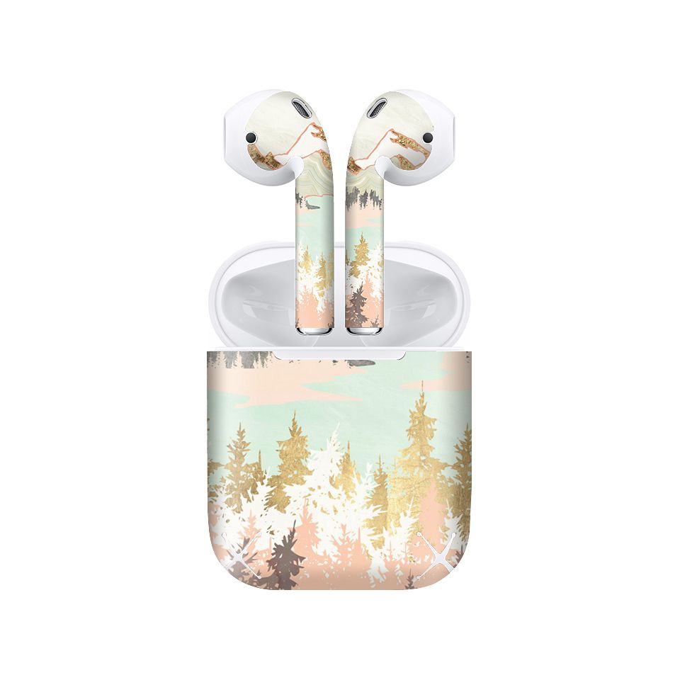 Miếng dán skin chống bẩn cho tai nghe AirPods in hình giả sơn mài - GSM125 (bản không dây 1 và 2)