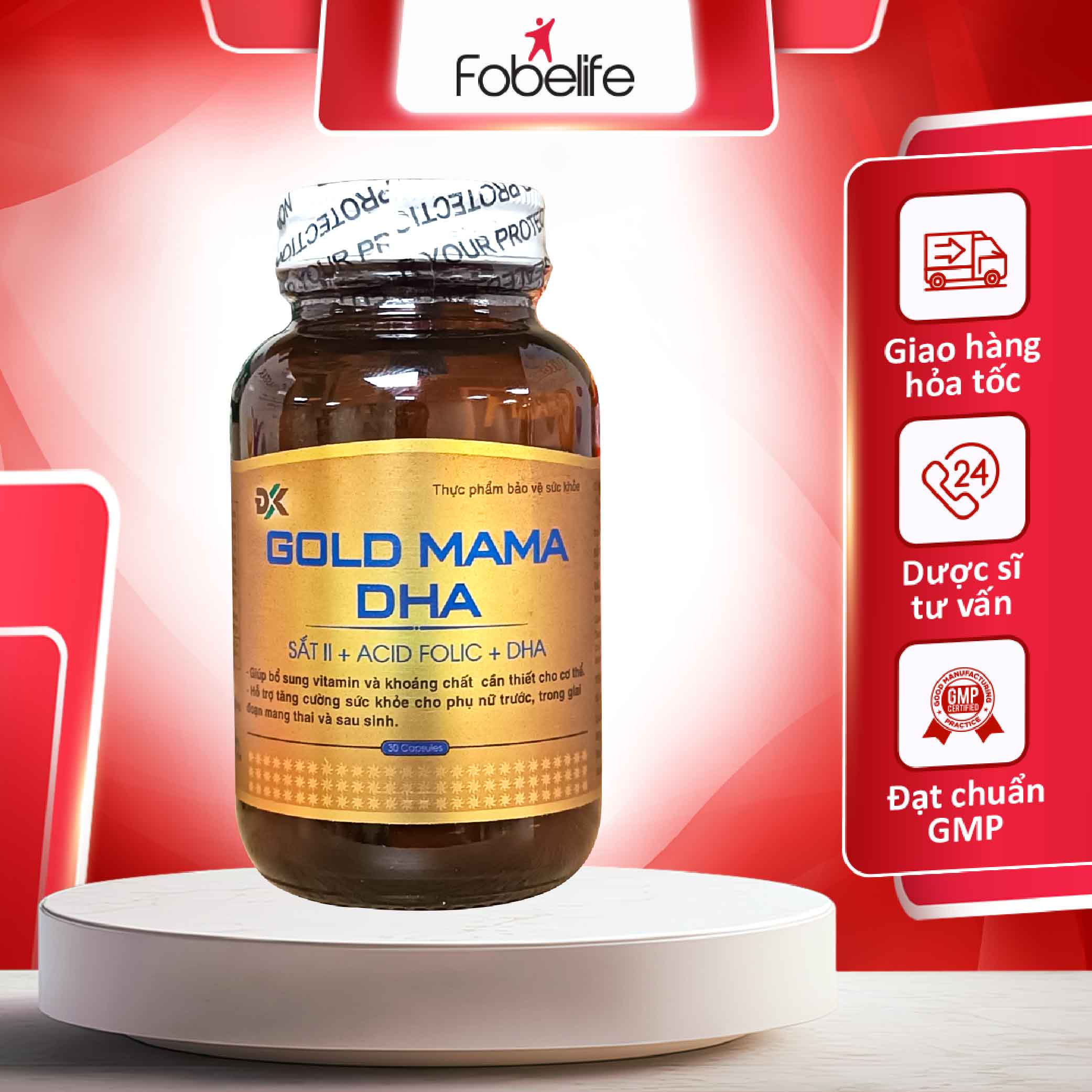 Viên Uống Bổ Sung Sắt Canxi Vitamin Cho Phụ Nữ Mang Thai Gold Mama DHA