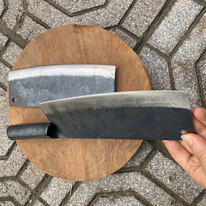 Dao chặt xương rèn thủ công bằng nhíp xe cán gỗ
