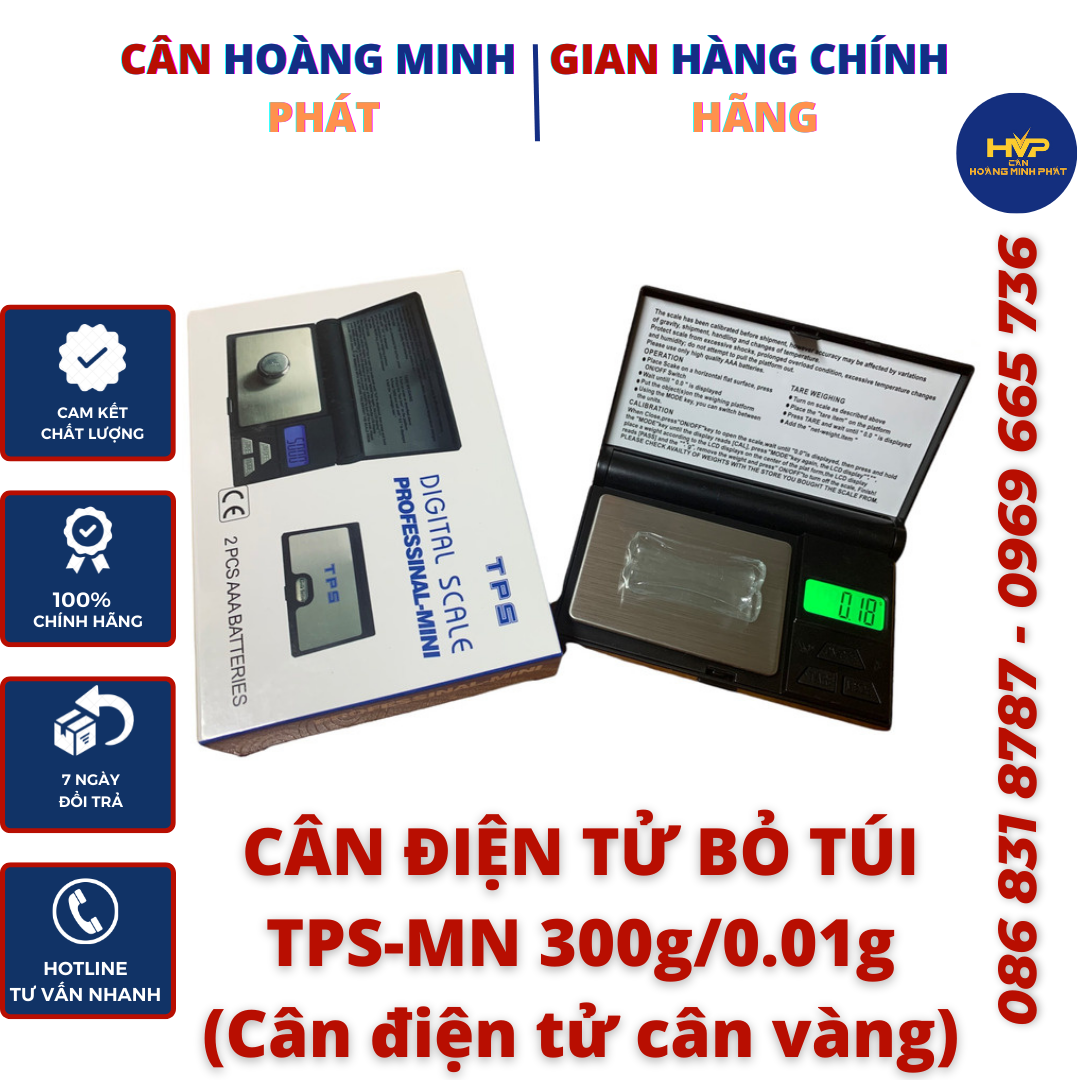 Cân Điện Tử Bỏ Túi TPS MN Định Lượng 0.01g đến 300g