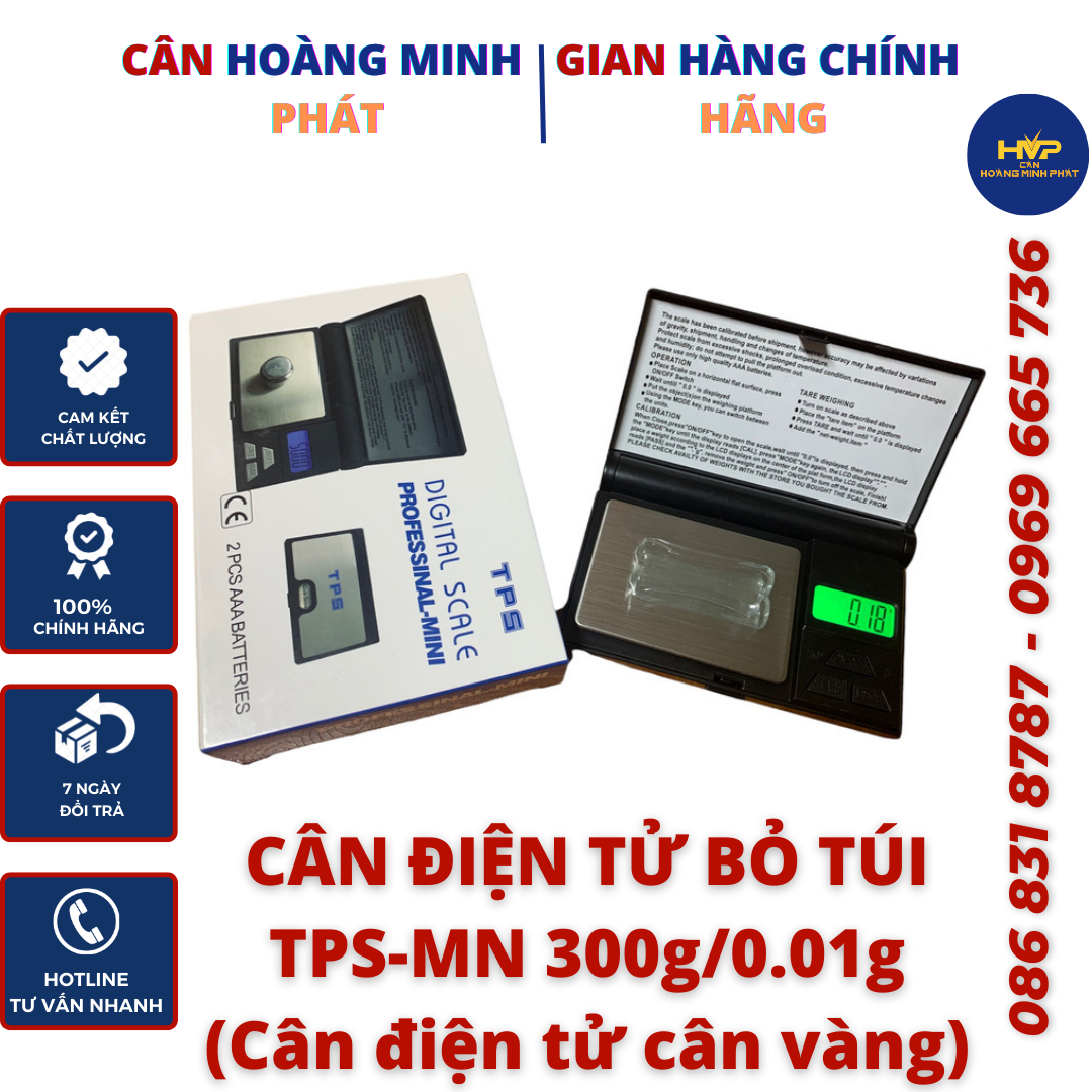 Cân Điện Tử Bỏ Túi TPS MN Định Lượng 0.01g đến 300g (cân tiểu ly - cân điện tử cân vàng) [ CÂN HOÀNG MINH PHÁT ]