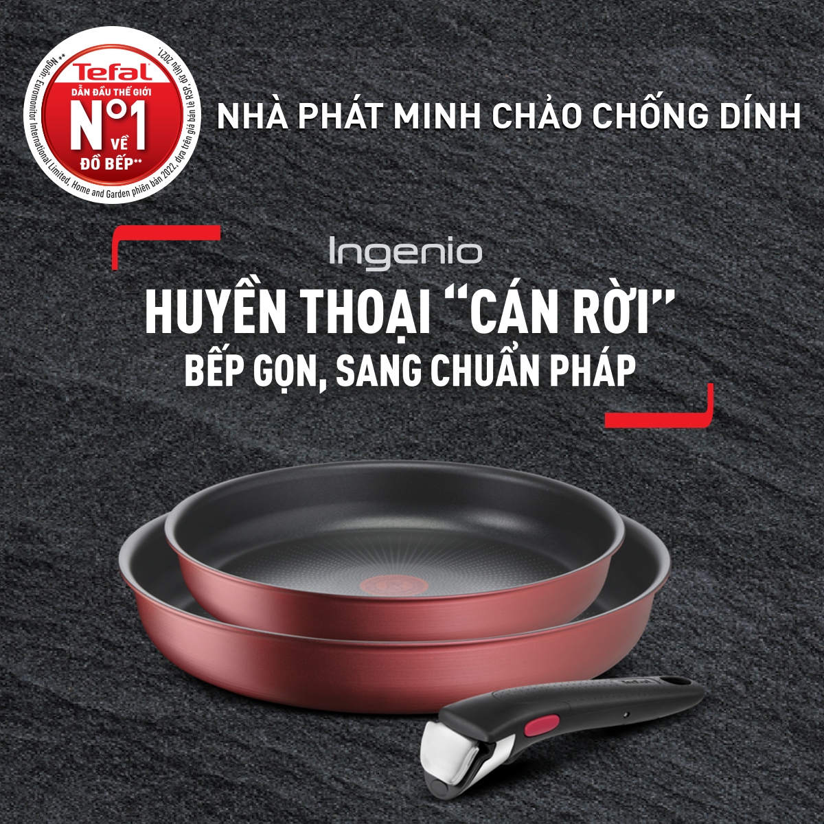Bộ nồi chảo cán rời 3 món Tefal Ingenio Daily Chef - Hàng chính hãng