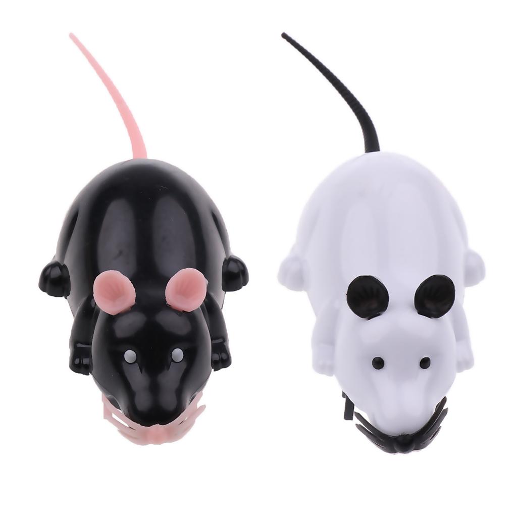 Funny Electric Running Mouse Rat Move Tail Cat Kitten Interactive Toy Black