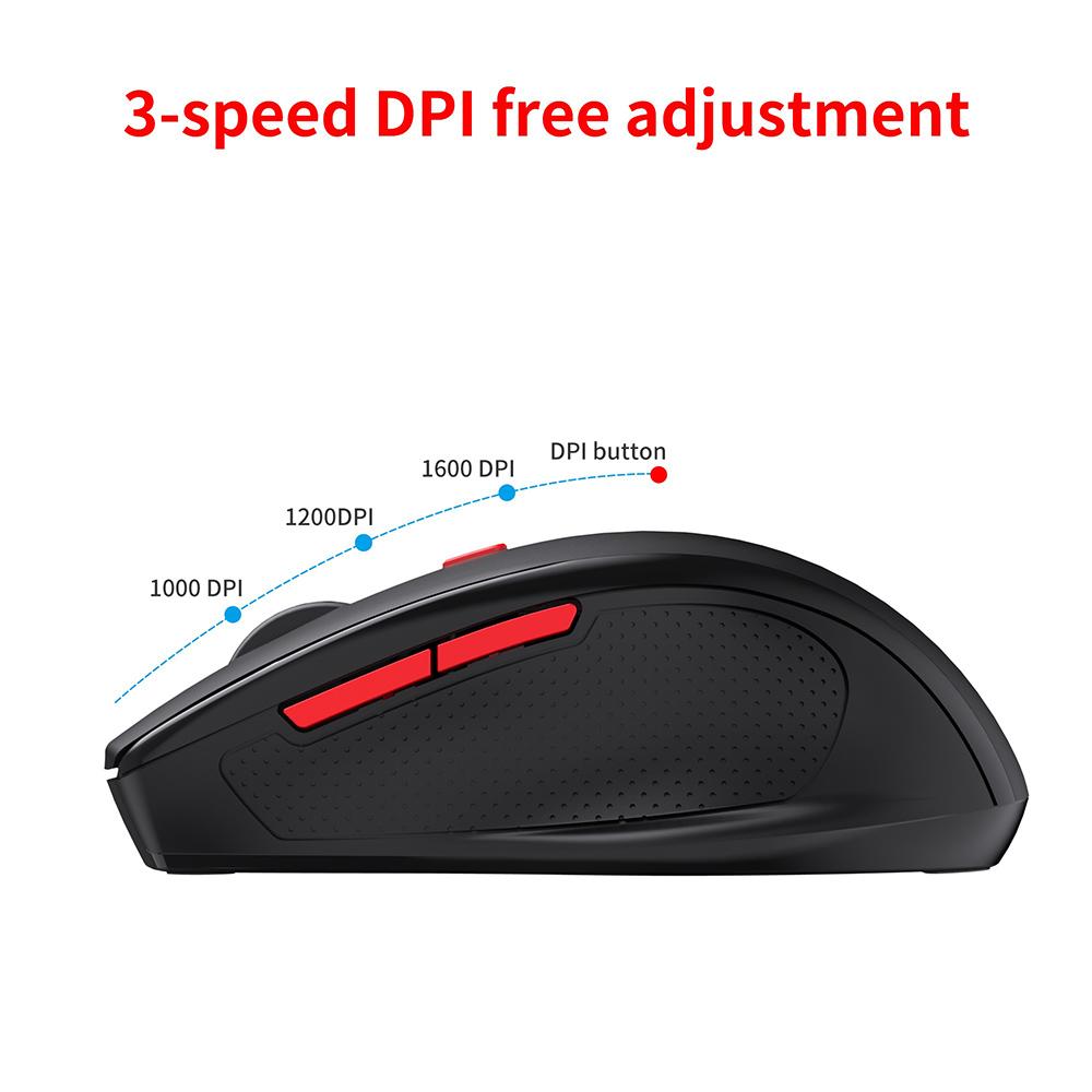 HXSJ T67 BT3.0/BT5.0 Wireless Mouse 6 Keys Mute Office Gaming Mouse Ergonomic Mice with 3-level Adjustable DPI for PC