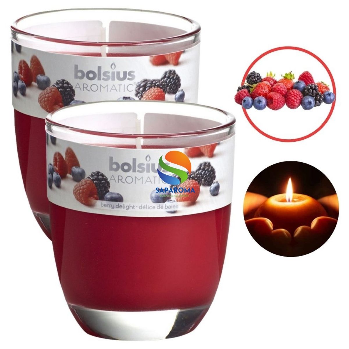 Combo 2 ly nến thơm tinh dầu Bolsius Berry Delight 105g - hương quả ngọt, nến trang trí, thơm phòng, thư giãn, hỗ trợ khử mùi