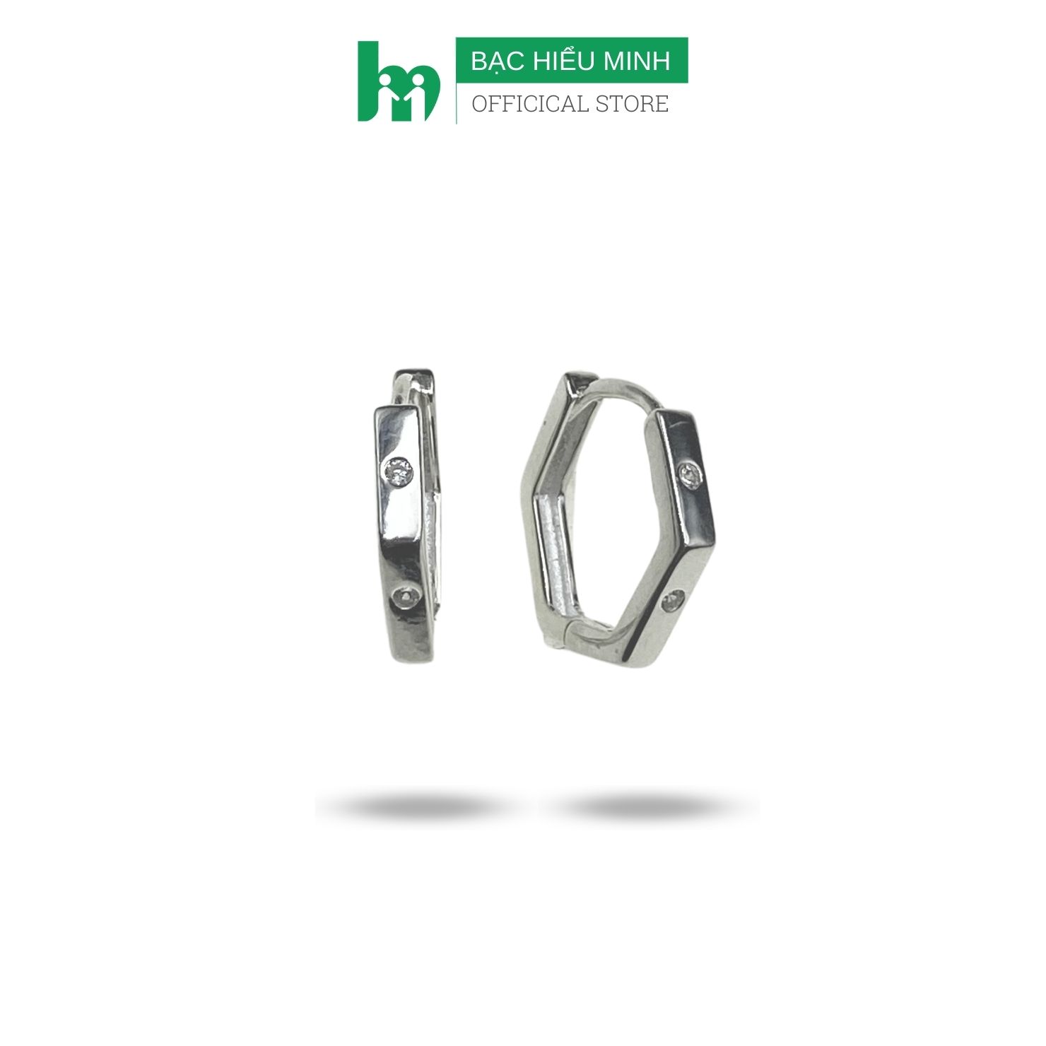 Hoa Tai Bạc 925 Hình Tròn Đính Đá Bạc Hiểu Minh HT388