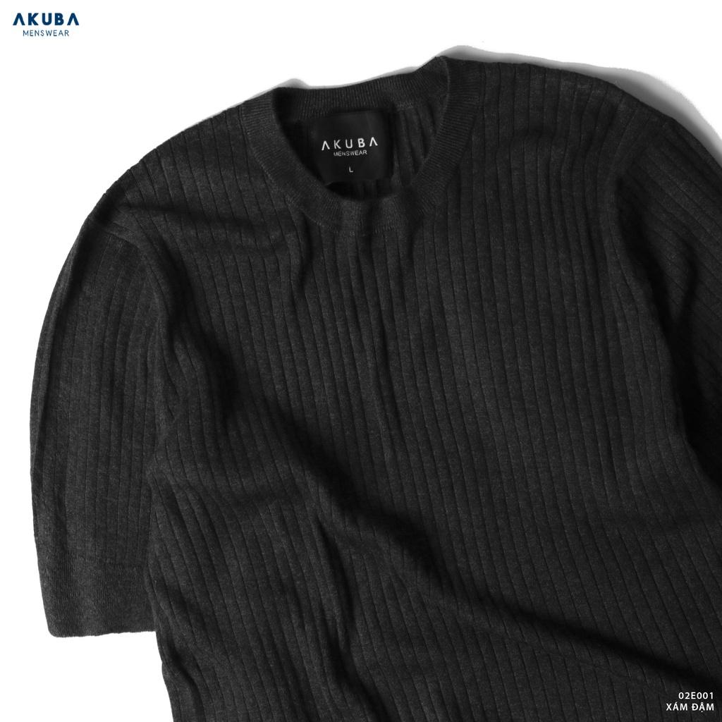 Áo len nam tay ngắn cổ tròn Akuba form slimfit chất liệu dệt kim 02E001