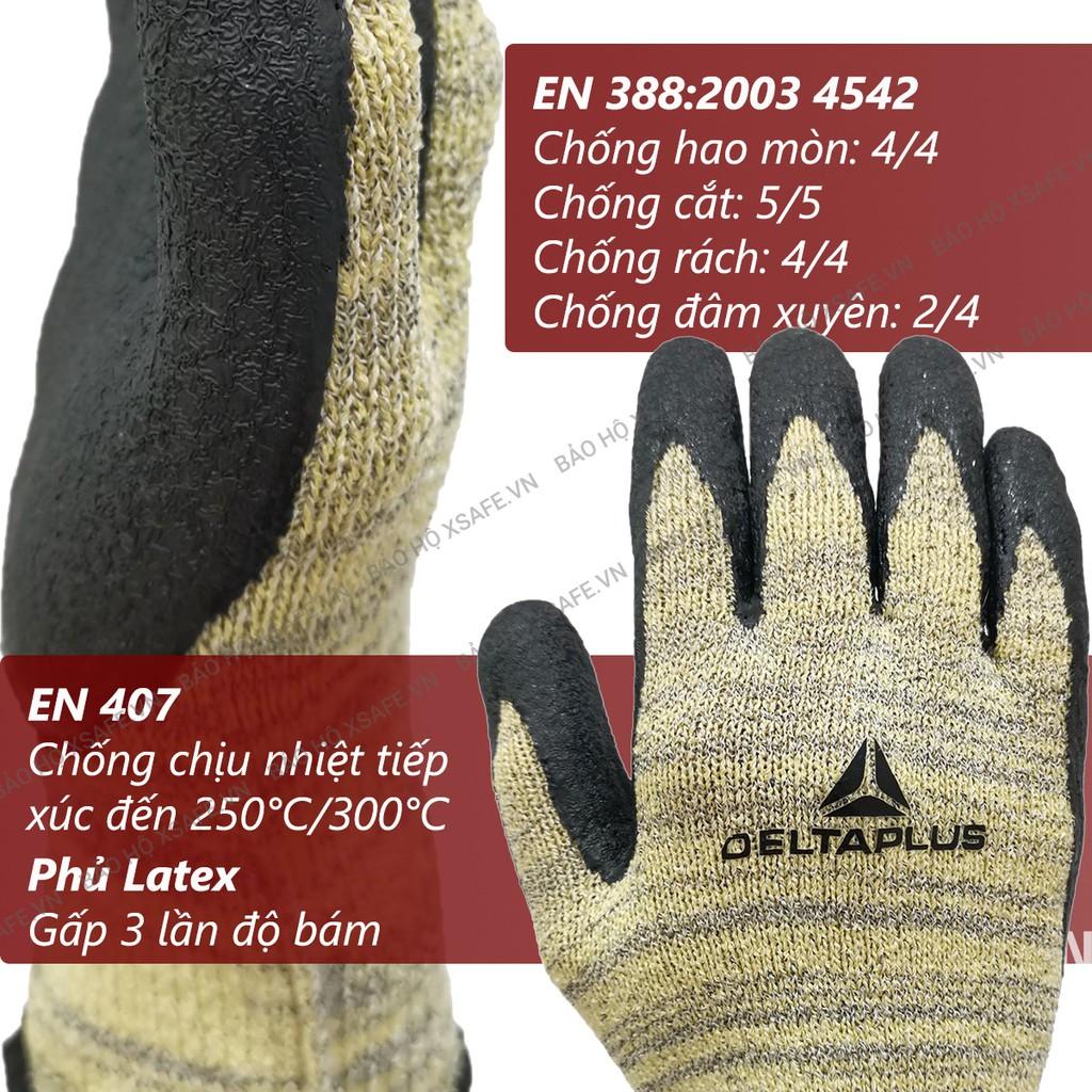 Găng tay chống cắt Deltaplus Venicut52 cấp độ 5 chịu nhiệt 250 độ C độ khéo léo cao phủ nitril chống dầu nhớt cơ khí,...