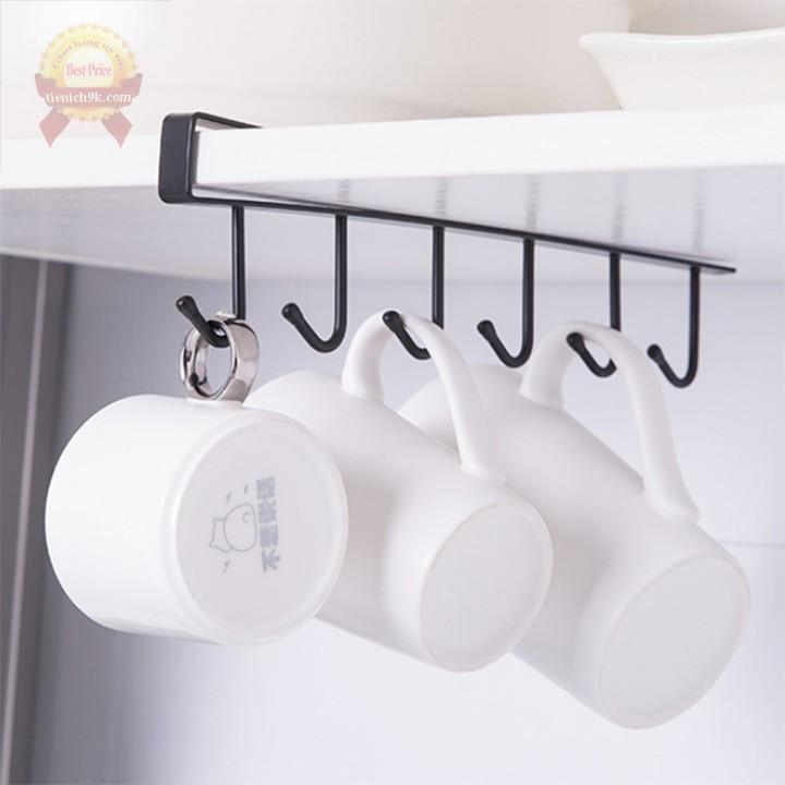 Móc cài trên tủ 6 giá treo quần áo bằng thép cao cấp chịu lực treo cốc dao thìa túi nhà bếp