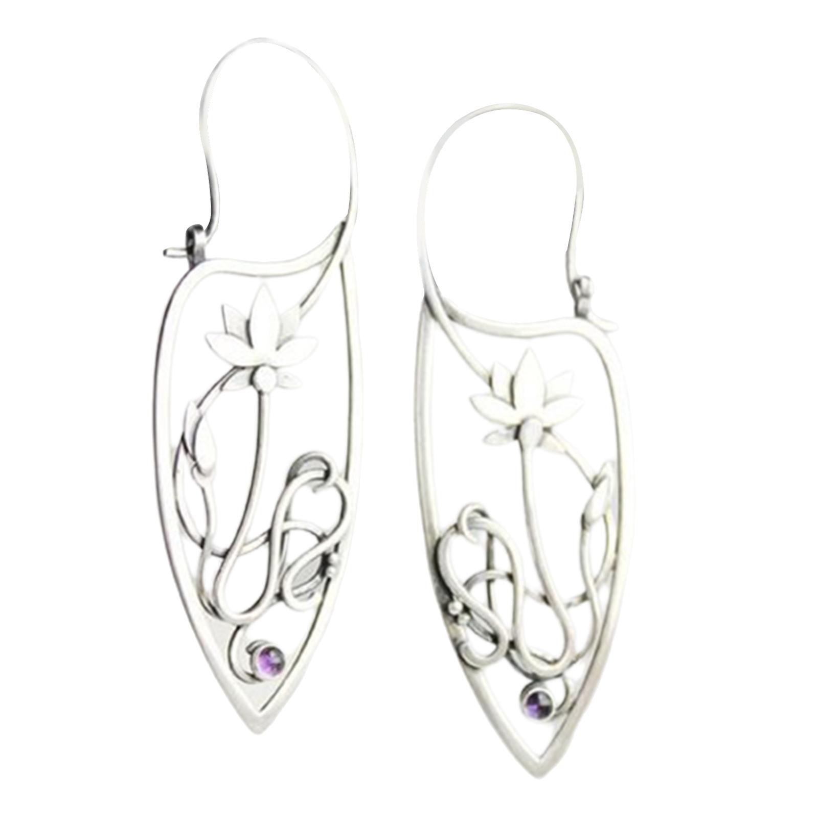 Ethnic Style Earrings Eardrop Delicate Jewelry Antique Flower for Holiday