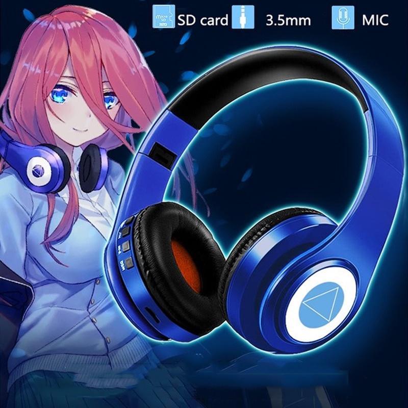 Tai nghe chơi game âm thanh nổi Bluetooth có thể gập lại 2 trong 1 5.0 hình nakano sankan miku Nhật Bản