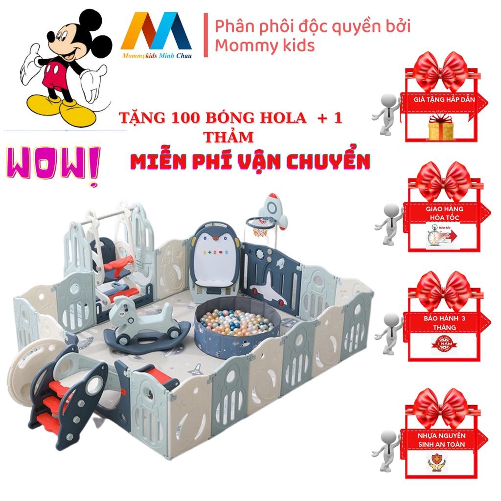 combo quây cũi MOMMYKID MINH CHÂU cầu trượt xích đu bóng rổ TẶNG THẢM 100 bónG, COMBO BÓNG RỔ