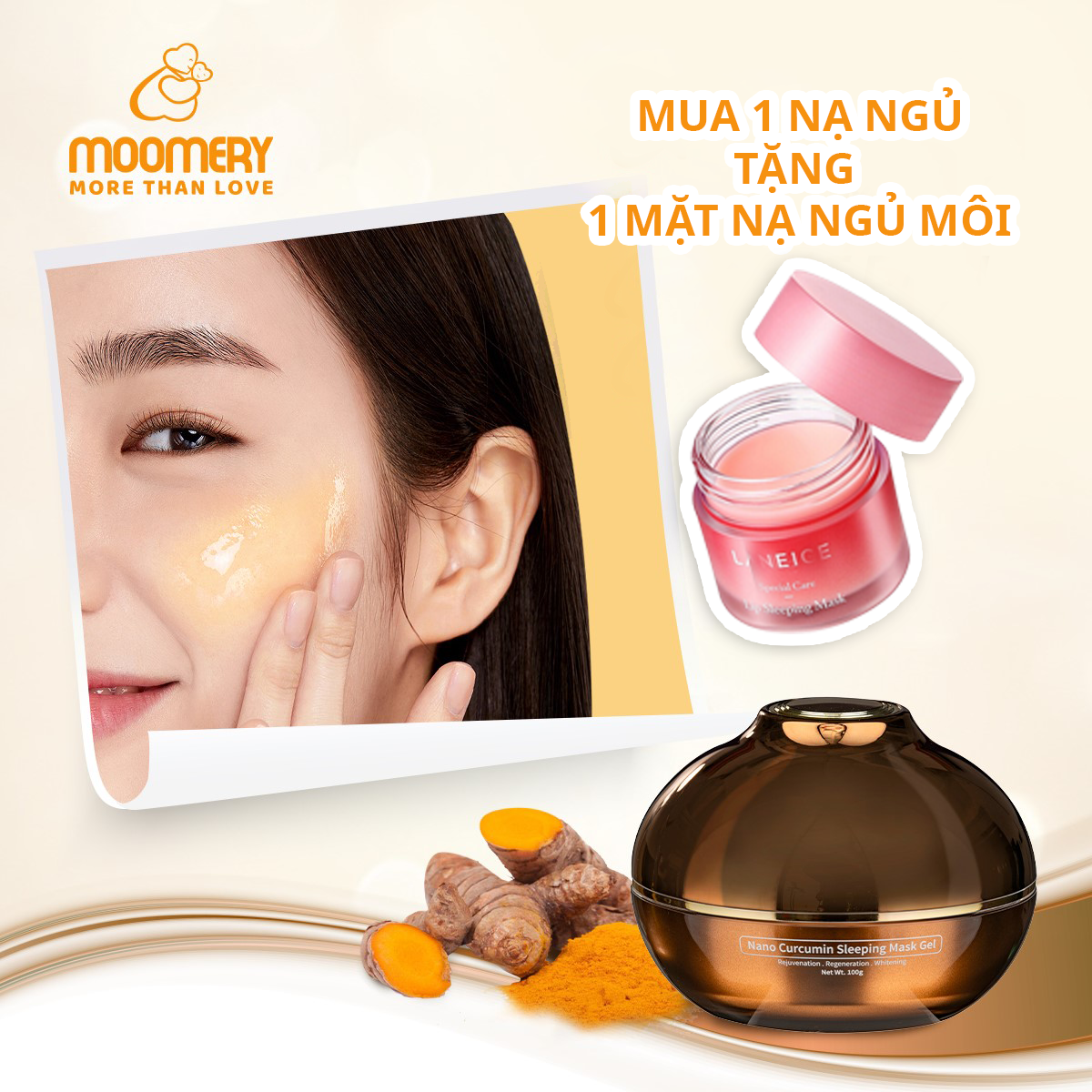 Gel Mặt Nạ Ngủ Nghệ Nano Moomery, Ngăn Ngừa Mụn, Thâm, Nám, Tàn Nhan, Lão Hóa