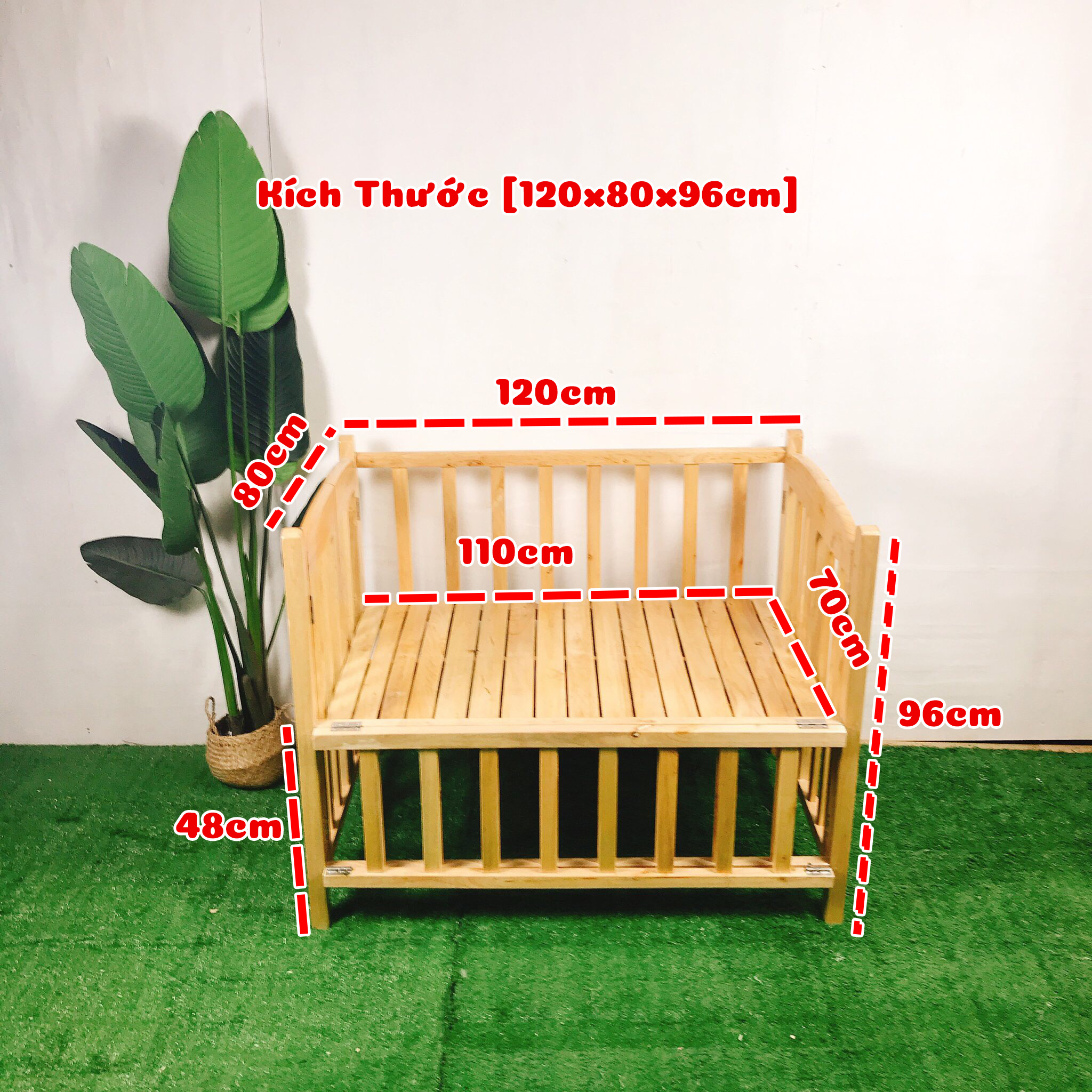 Nôi Cũi Gỗ Quế Màu Tự Nhiên Giường Cũi Cho Bé Kích Thước [120x80x96cm] Chịu Tải Lên Tới 60kg Dùng Cho Bé Tớ 3 4 Tuổi Tặng Kèm Bánh Xe Hàng Xuất Khẩu