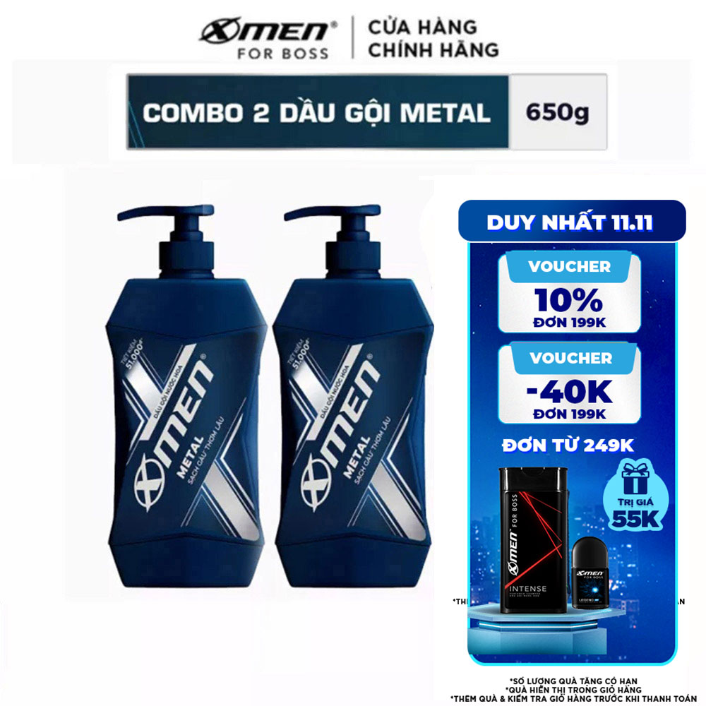 Combo 2 Dầu Gội X-Men Sạch Gàu Metal 650g/chai