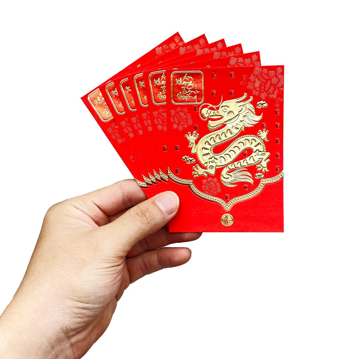 Bộ 6 Bao Lì Xì Nhũ Tết Bính Ngọ 2026 - H5.2 - Mẫu 11