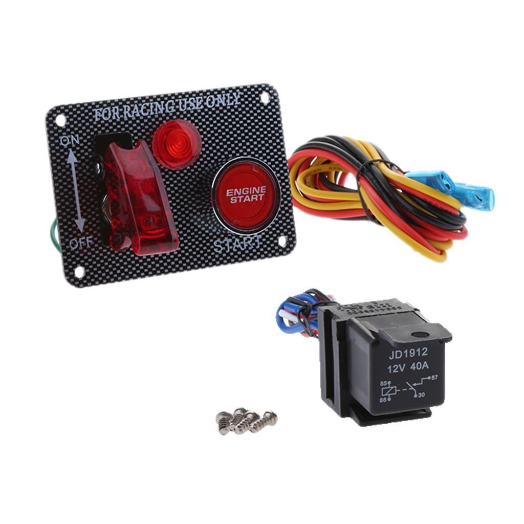 12V Racing Car Ignition Switch LED Toggle Switch Button Panel Kit