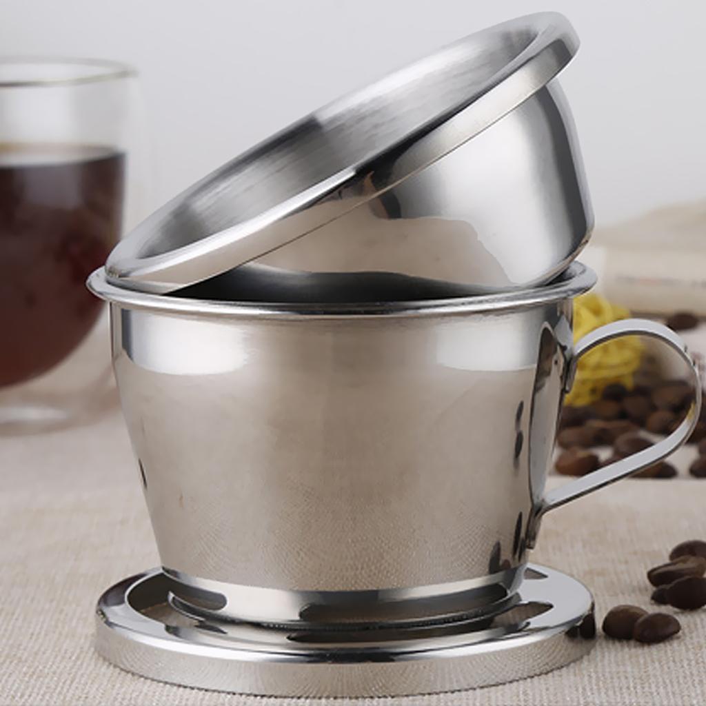 Coffee Dripper Drip Brewing Pot Coffee Filter Brew Coffee Pot Percolators Hot & Cold Coffee Maker Stainless Steel