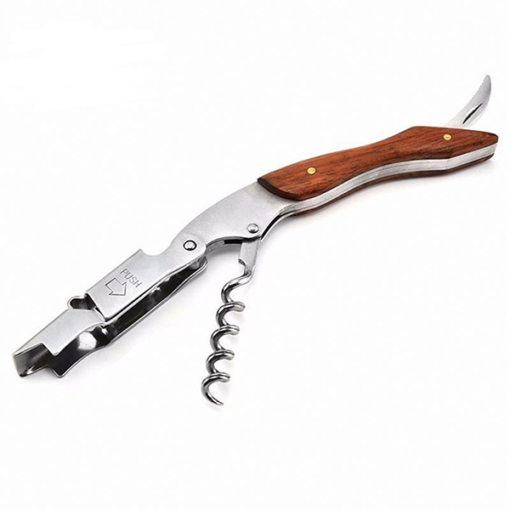 Dụng cụ khui rượu inox cán gỗ cao cấp