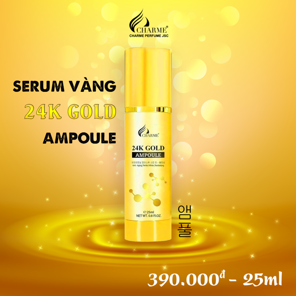 Serum Charme dưỡng trắng da ngăn ngừa lão hóa Gold Ampoule 25ml