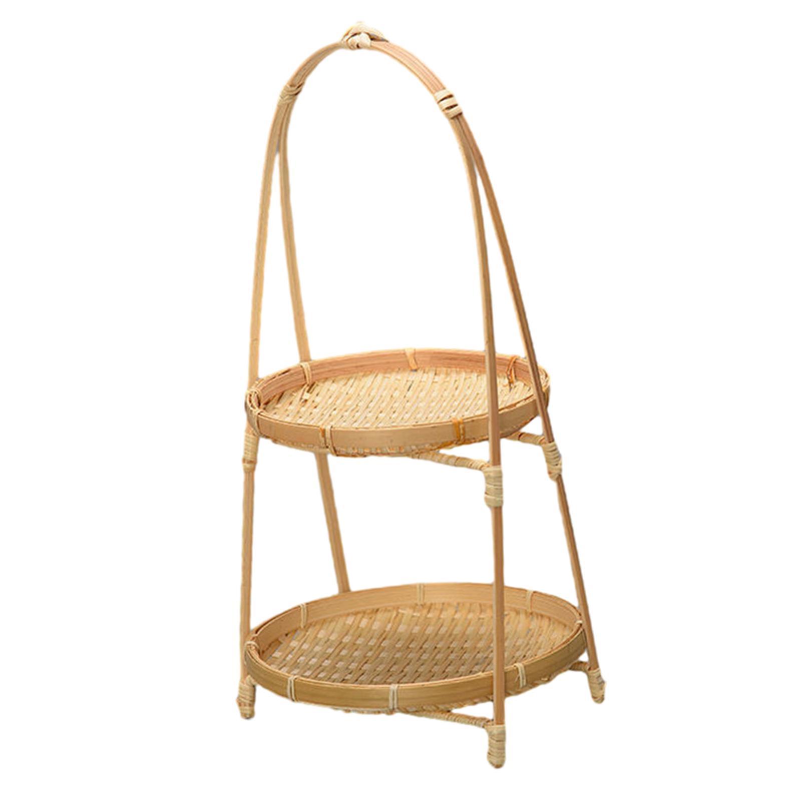 Bamboo Fruit Bowl Kitchen Organizer Decor Fruit Basket for Kitchen Desk Home