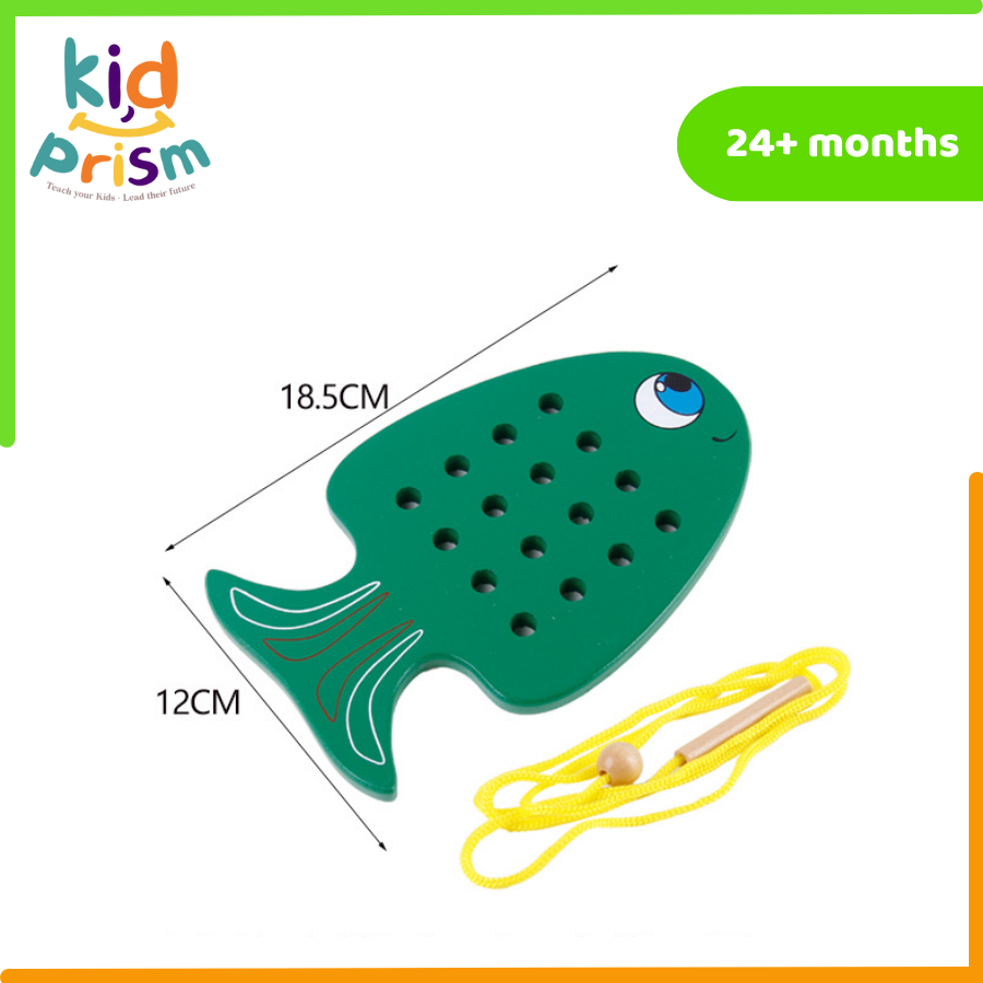 Đồ chơi giáo dục - Bộ luồn dây Fish chất liệu gỗ &amp; len dành cho trẻ từ 24 tháng trở lên