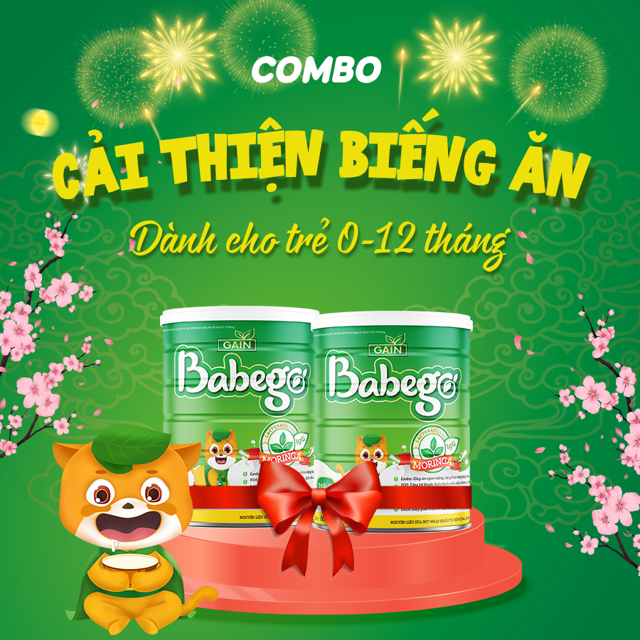 (Tặng bộ đồ chơi ô tô) Combo 2 lon sữa mát tăng cân, cải thiện biếng ăn Babego 0-12 tháng