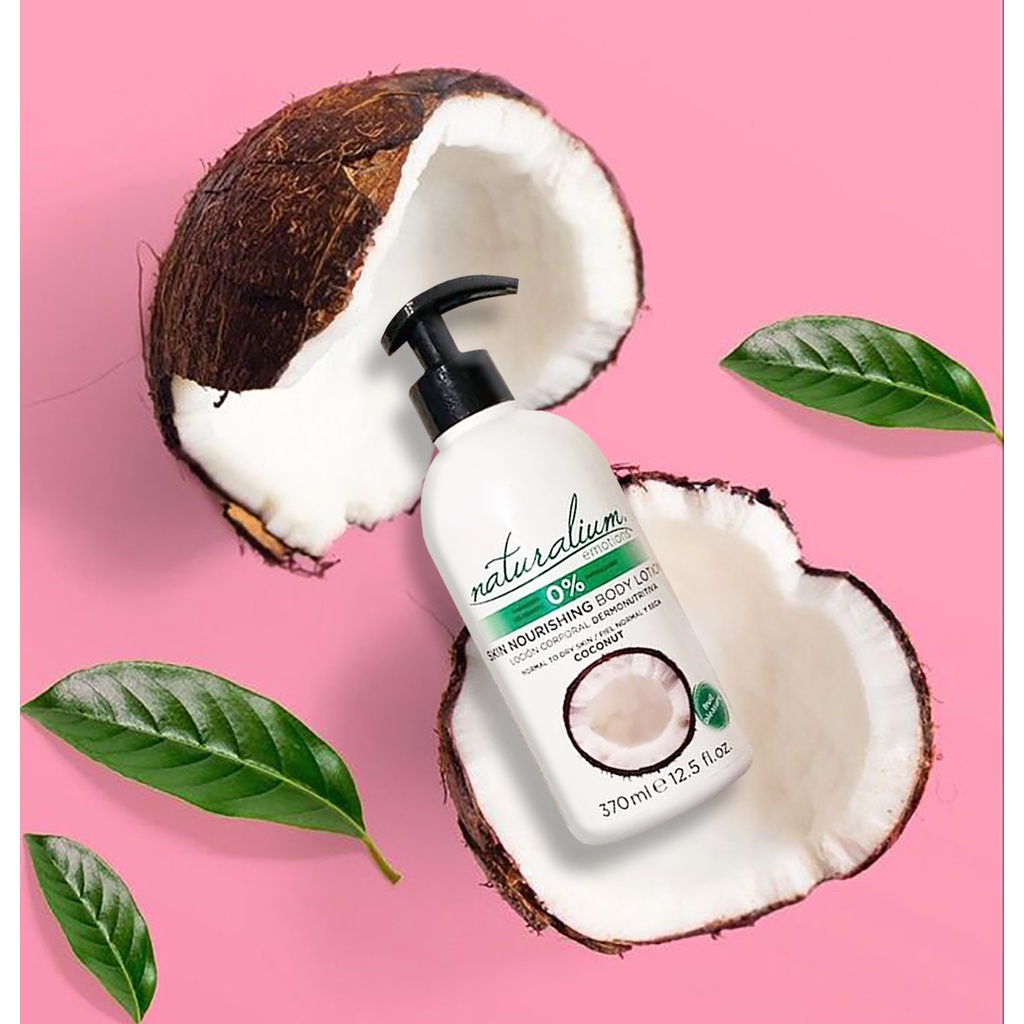 Sữa dưỡng thể NATURALIUM Skin Nourishing Body Lotion hương dừa 370ml giúp tái tạo da, chống lão hóa & dưỡng da căng mịn