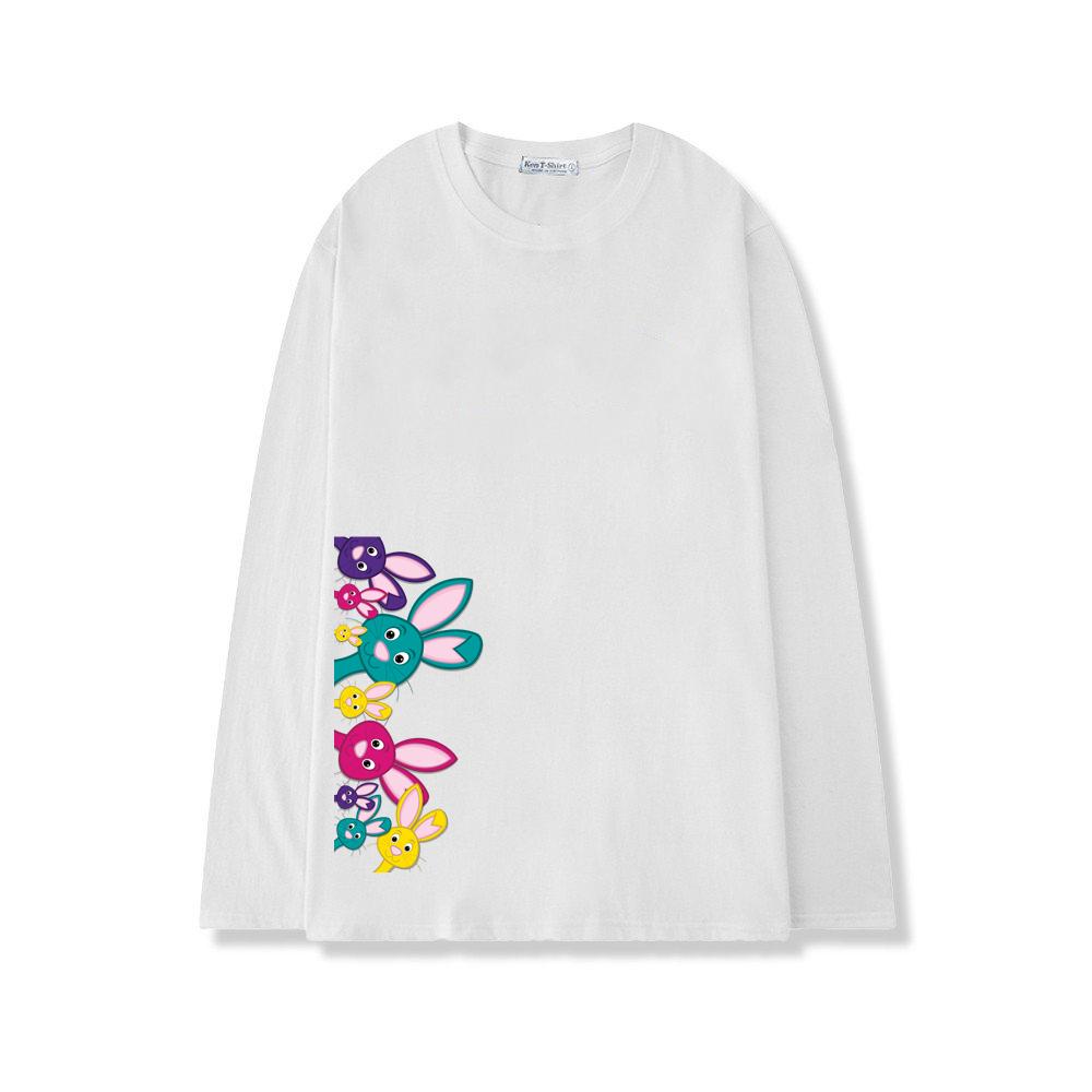 Áo thun tay dài form rộng unisex freesize nam nữ in hình thỏ bên hông BND23